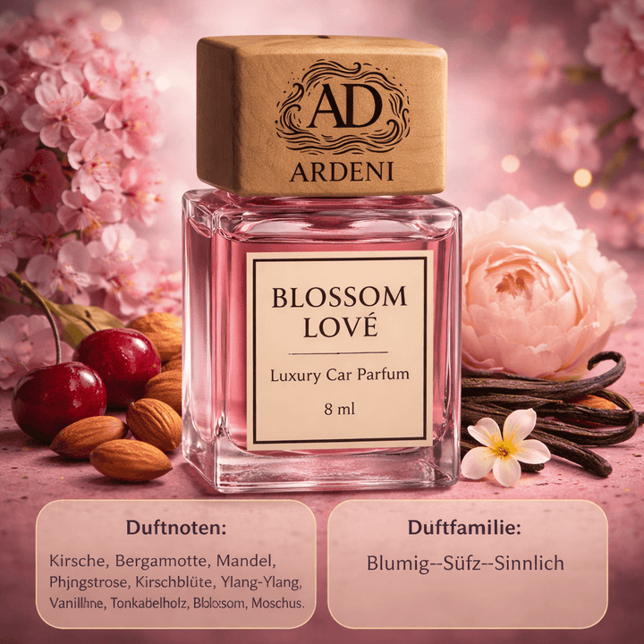Ardeni Blossom Lovè Auto Duft mit warmer blumiger Eleganz in edlem Glasdesign für ein luxuriöses Fahrerlebnis