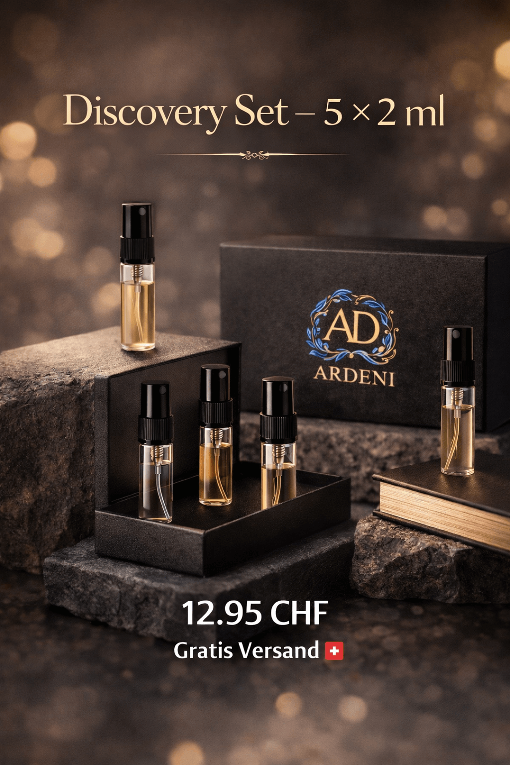Ardeni Herren Duft Set Extrait de Parfum 30ml 50ml und Auto Duft Luxus Parfum Set