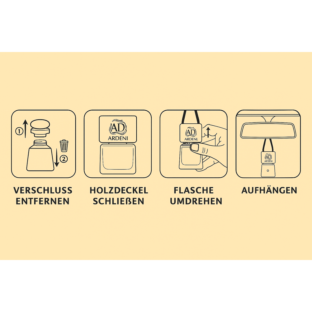 Ardeni Auto Duft – Schritt-für-Schritt Anwendung des luxuriösen Parfümflakons im Auto